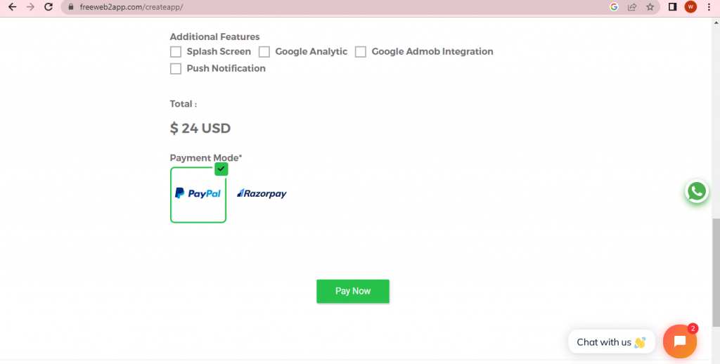 Payment - Freeweb2app